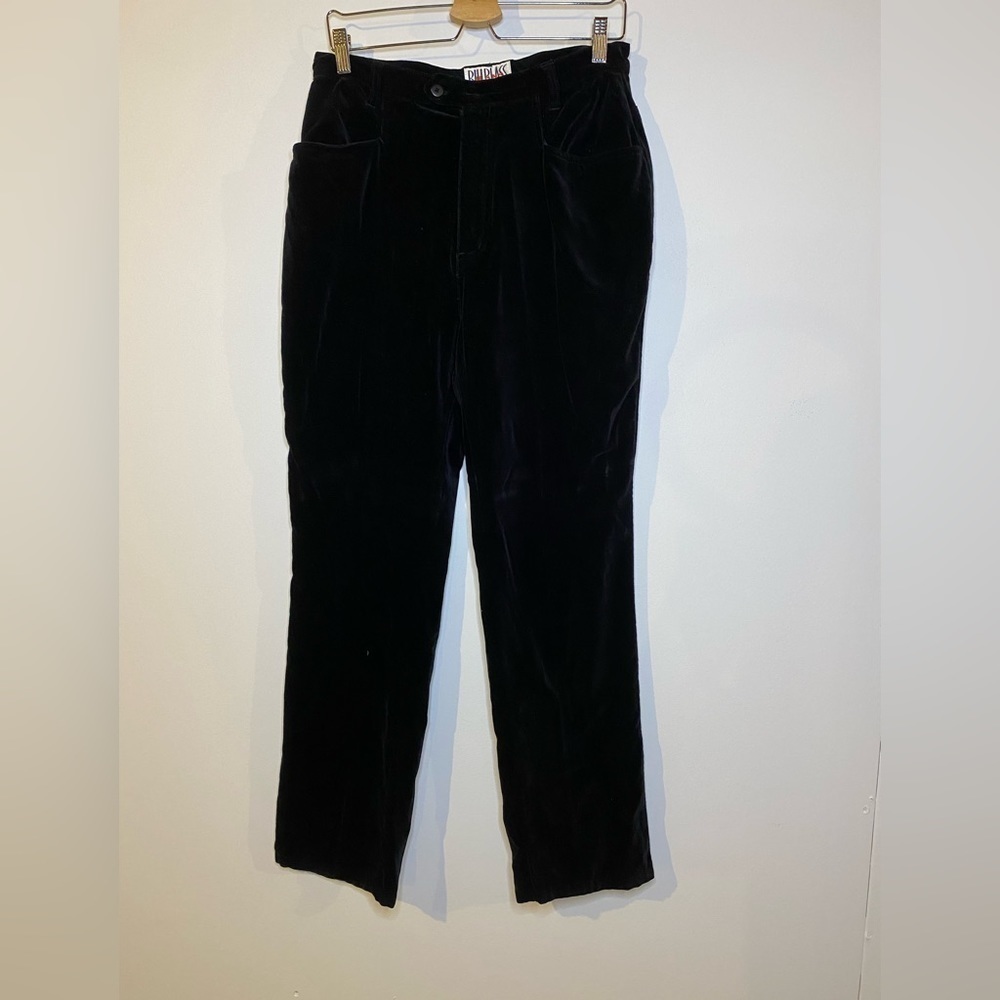 Vintage Bill Blass Jeans Velvet Straight Leg Trousers, Black, Size 14